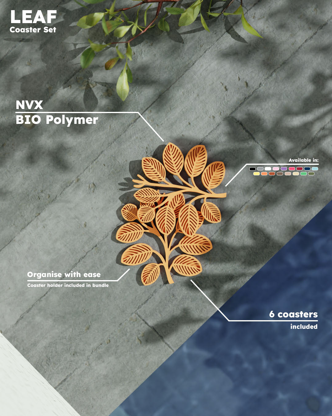 Leaf Shaped Coasters – Set of 6